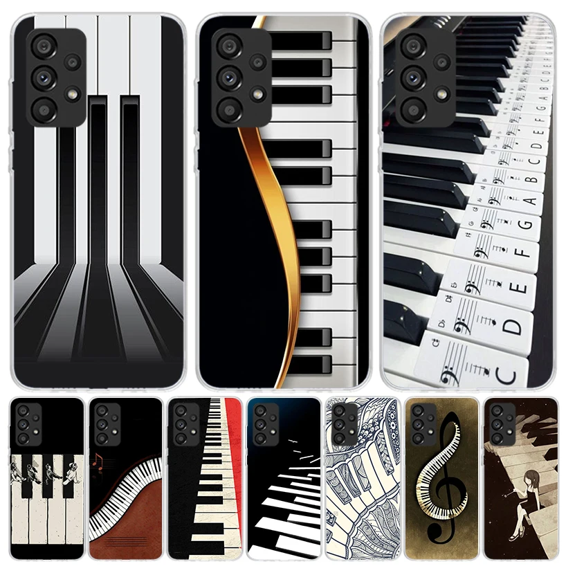 Music Piano Keyboard Phone Case For Samsung Galaxy A15 A55 A25 A35 A14 A54 A24 A34 A13 A53 A23 A33 A12 A52 A22 A32 A05S A04S A03