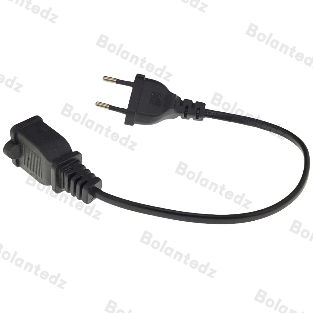 Bolantedz 1PCS European 2 Pin Male Plug to USA Female Power Adapter Cable,EU Male to US Nema 1-15R Power Adapter Cord