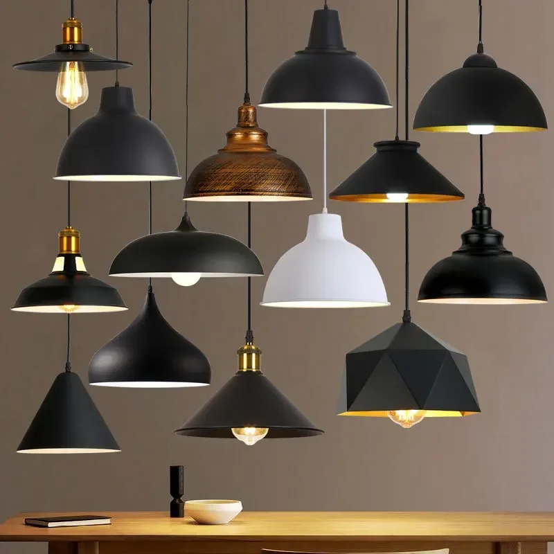 

Pendant Lamp Iron Retro Black Dining Table Lamp Simple Dining Room Pendant Lamp