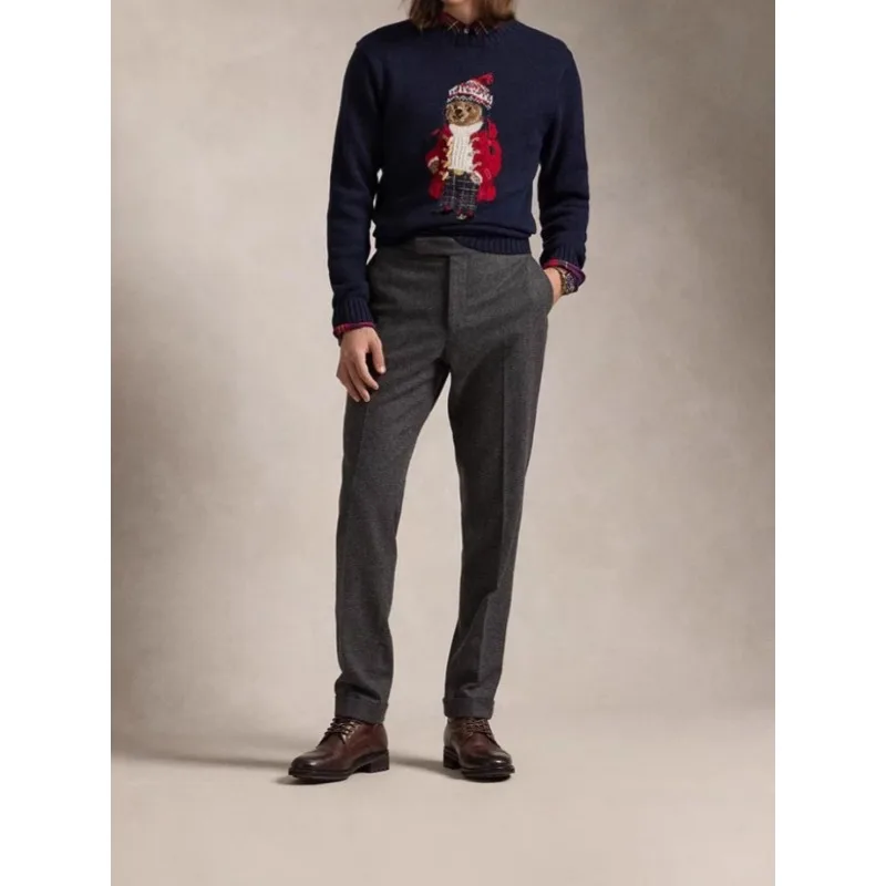 2025American Pure Cotton Unisex Autumn and Winter Christmas Sweater Embroidered Long Sleeved Knitted Pullover, R..L Set - Image 2