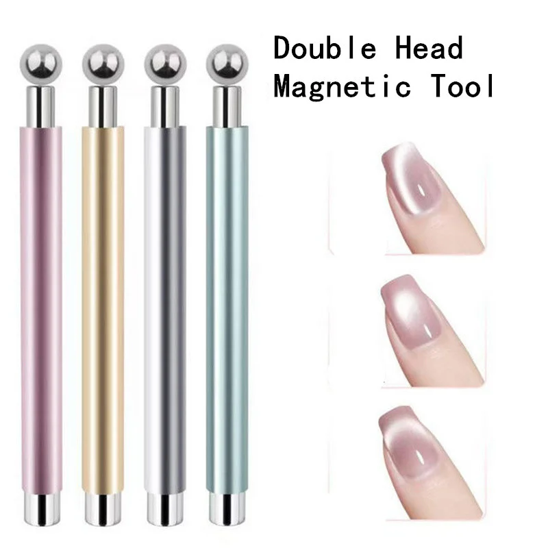 Cat Eye Nail Art Magnetic Tool Cylindrical Stick with Ball Magnet Manicure Accessory for Glass Bead Effects Fits UV Gel Polish