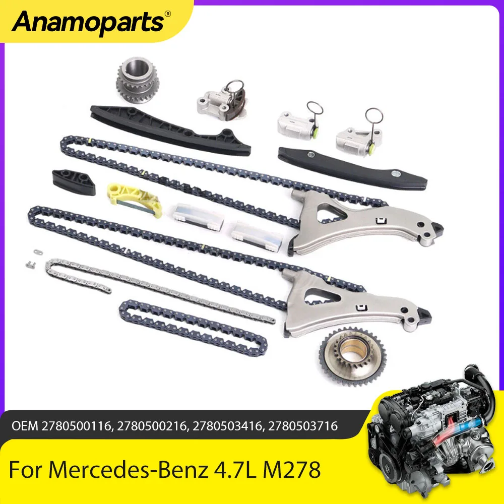 Engine Parts Timing Chain Kit Fit 4.7 L T M278 V8 Gas For Mercedes-Benz CL500 S500 W212 W221 E550 GL550 CLS500 4.7L 4.7T