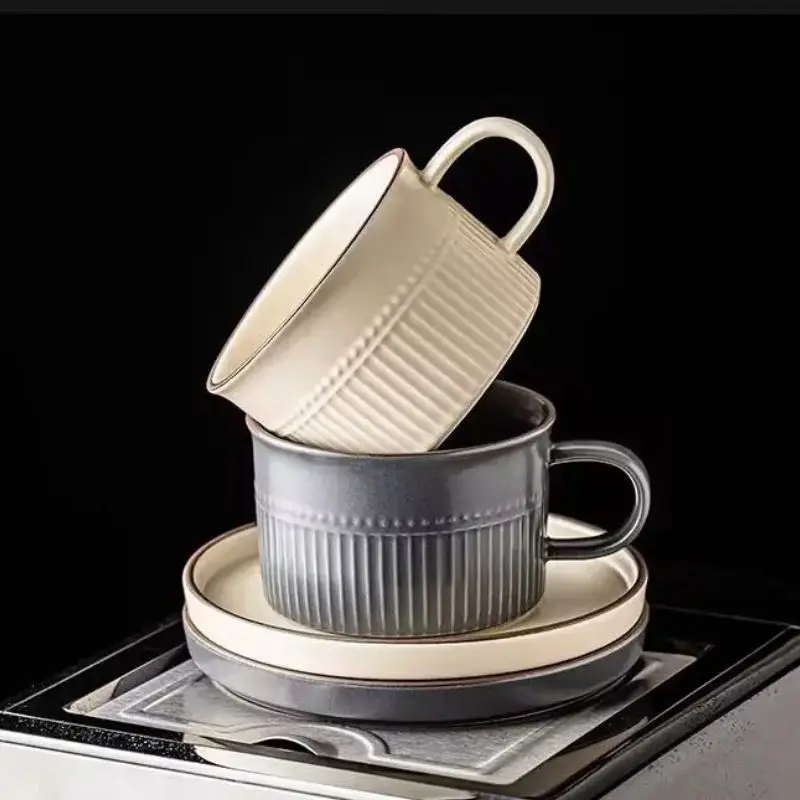 Ceramic Coffee Cup Set With Square Plate 160ml Nordic Tea Cup Ceramic Mug Milk Cup Advanced Teacup Cafe Espresso Cup