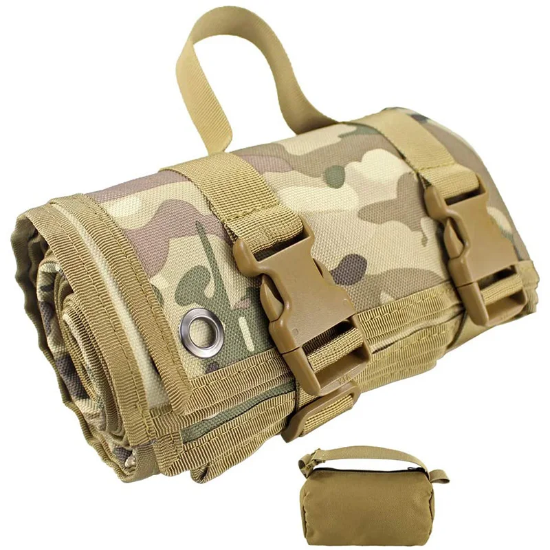 Non-Padded Shooting Mat Molle Roll-up Shooter Range Pad with Gun Rest Sand Bag