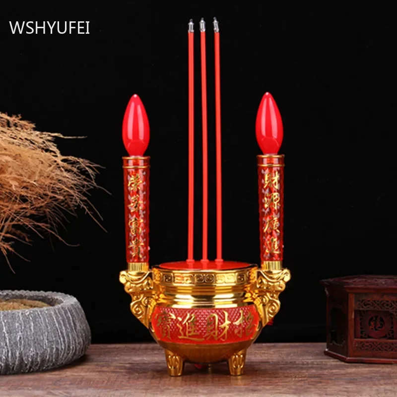 Used for Buddhist Red Candle Holder Home Decoration Vintage Candlestick Decor Buddhist Hall Enshrined