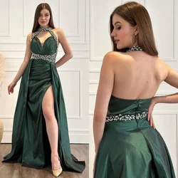 Customized Jersey Sequined Ruched Quinceanera A-line High Collar Bespoke Occasion Gown Long Dresses