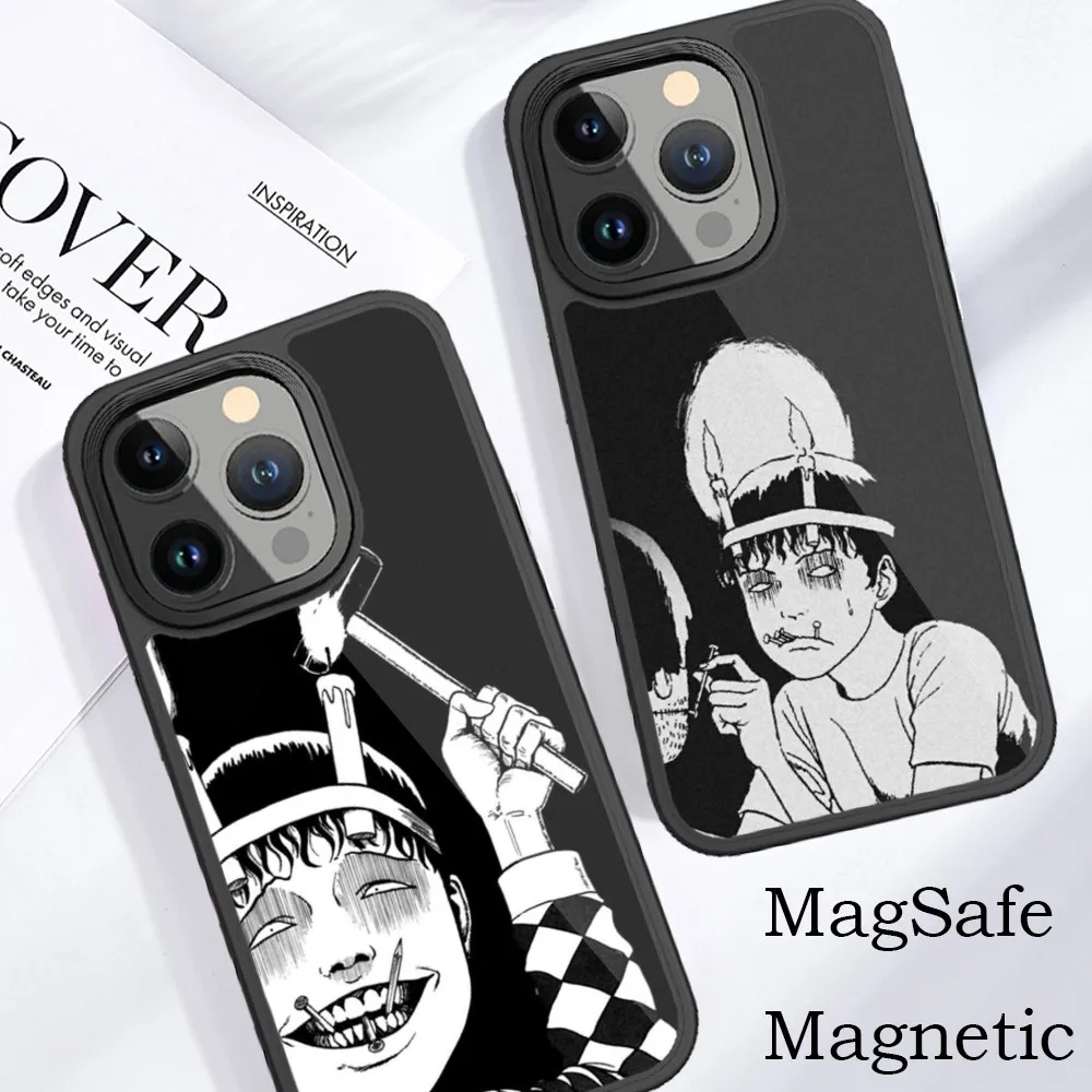 Junji Lto Horror Comics Phone Case For iPhone 15 14 13 12 11 Pro Max Plus Magnetic for Macsafe Cases Cover