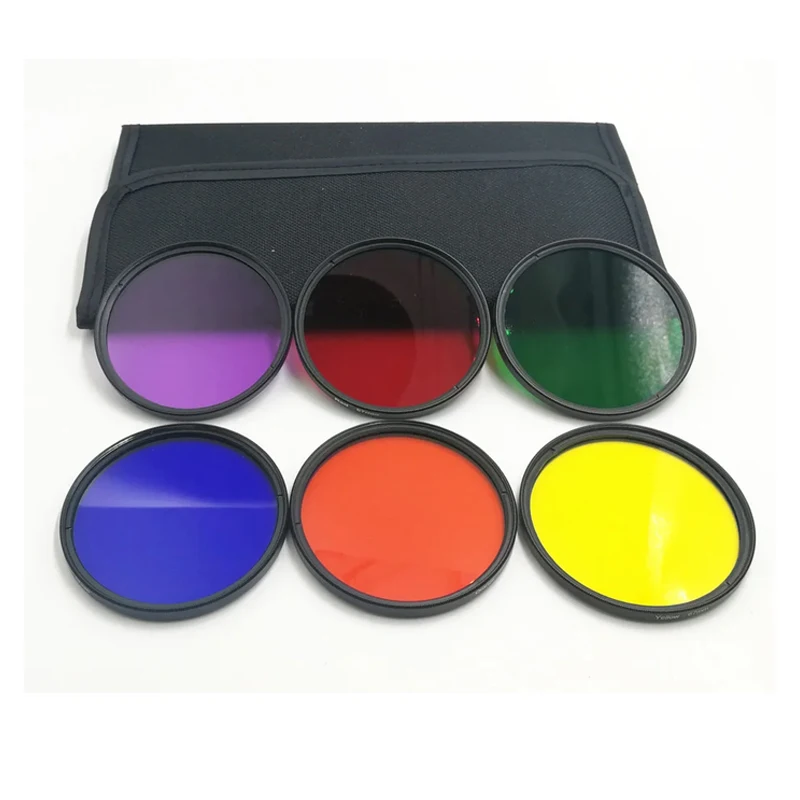 6 Stück 49/52/55/58/62/67/72/77/82 mm Vollfarbfilter-Set für Canon Sony Nikon Kameraobjektiv-Zubehör mit Tasche