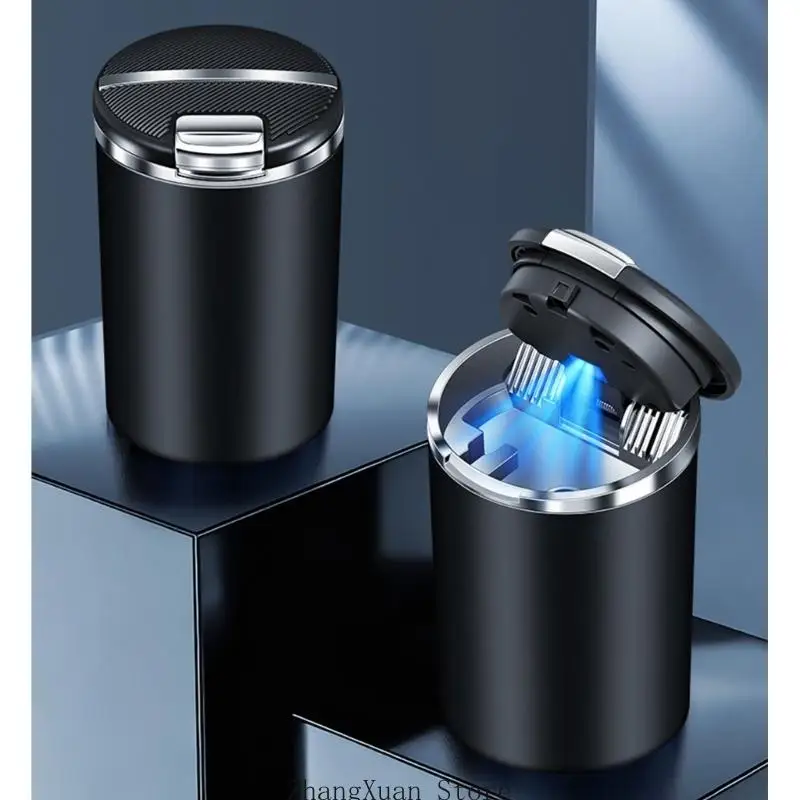 Small-Profile Car Ashtray with Lid and Ceramic Inner Cup, Covered Ashes Cup for Daily Driving, Cleaner In-Car Commuting Use 3XUF