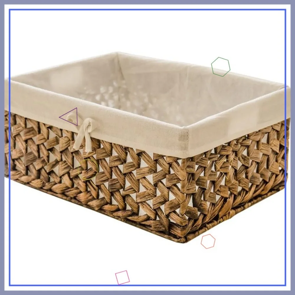

Large Rectangular Woven Seagrass Storage Bin with Handle, Eco-Friendly Handmade Basket for Home Organization