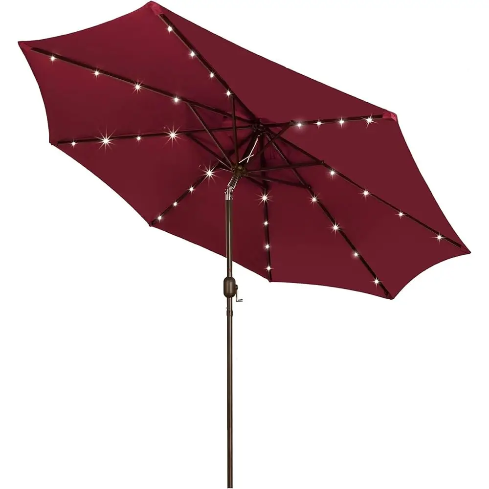 

9 Ft Solar Umbrella, 32 Led Lighted Patio Umbrella, Table Market Umbrella, Outdoor Umbrella For Garden, Deck, Backyard, Pool