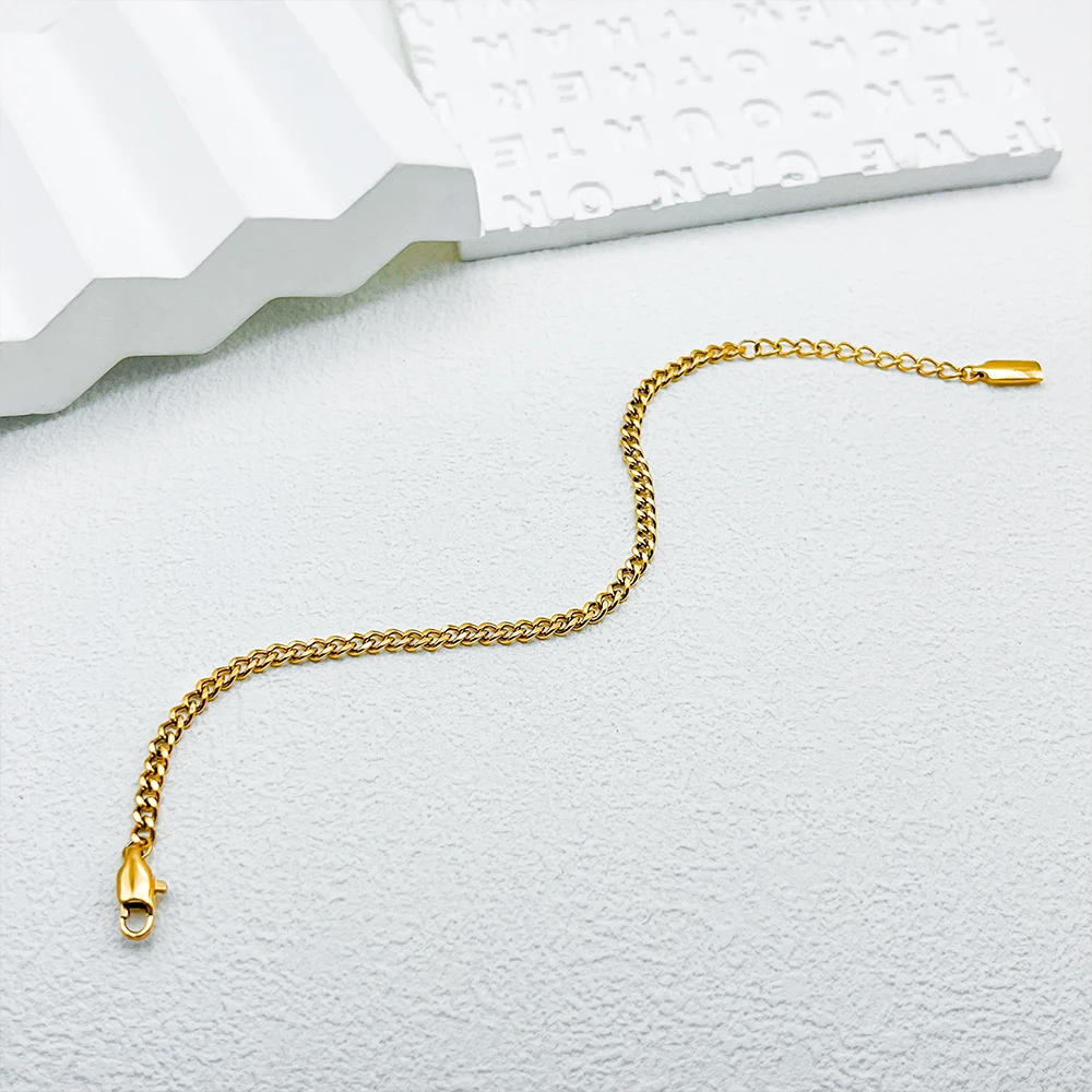 سوار eManco Fashion الكوبي المطلي بالذهب للرجال مصنوع من الفولاذ المقاوم للصدأ ومشبك جراد البحر قابل للتعديل وإكسسوارات بسيطة #5