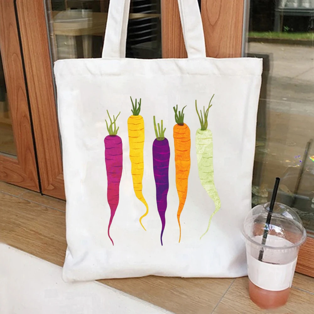 Watercolor Orange Carrot Bunch Art Print Canvas Tote Bag Stylish Carry Bag For Weekend Walks And Everyday Grocery Runs Use