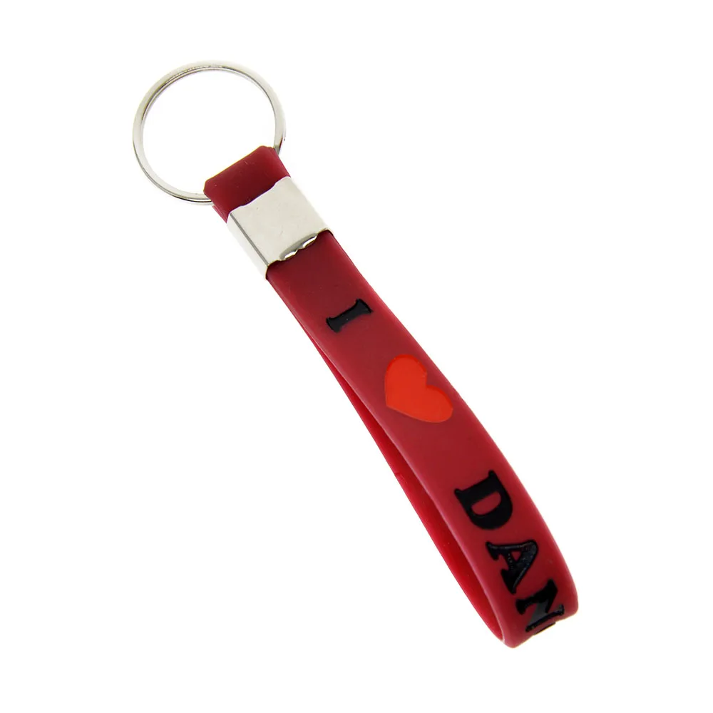 25 Pcs I Love Dance Silicone Bracelet Keychain Dance Competition Favor Key Ring Trinket