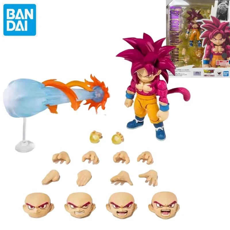 

Оригинальная подлинная модель Bandai SHF Dragon Ball Super Saiyan 4 Son Goku Mini Daima, фигурка, аниме-игрушки, подарки, коллекции, для детей