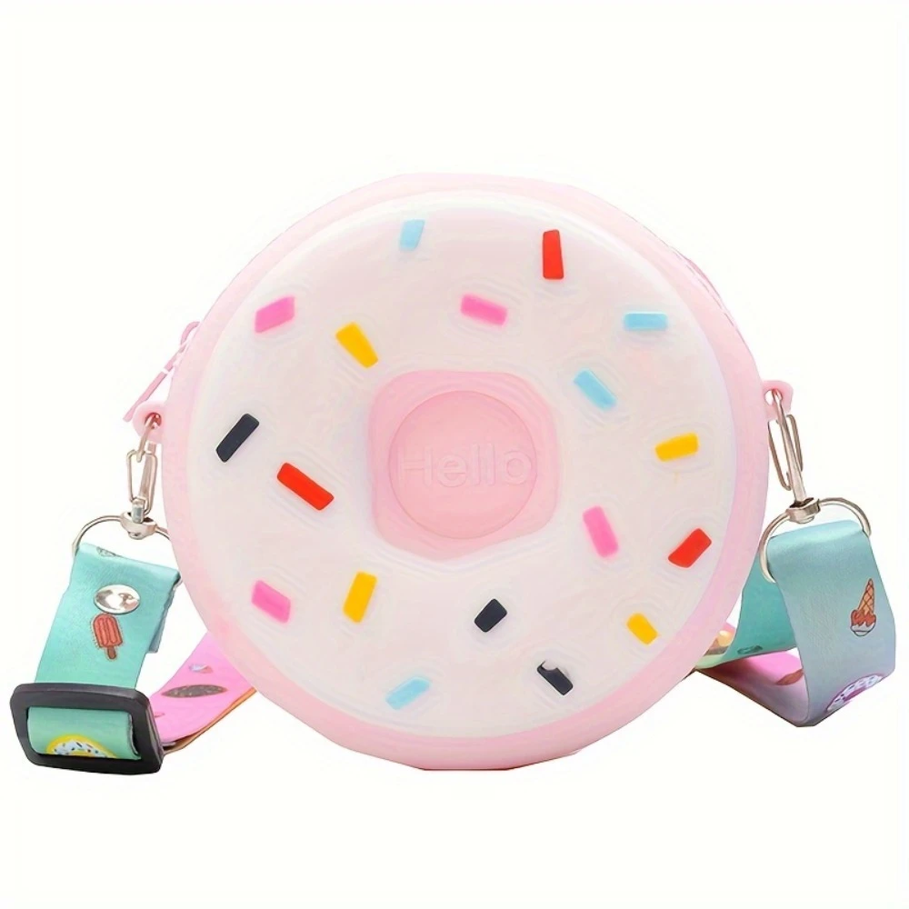1 Donut-Shaped Coin Purse Mini Crossbody Bag Shoulder Wallet Cartoon Donut Kidsren's Fashion Mini Bag Little Girl Crossbody Bag Silicone Bag Shoulder Bag Accessories Bag