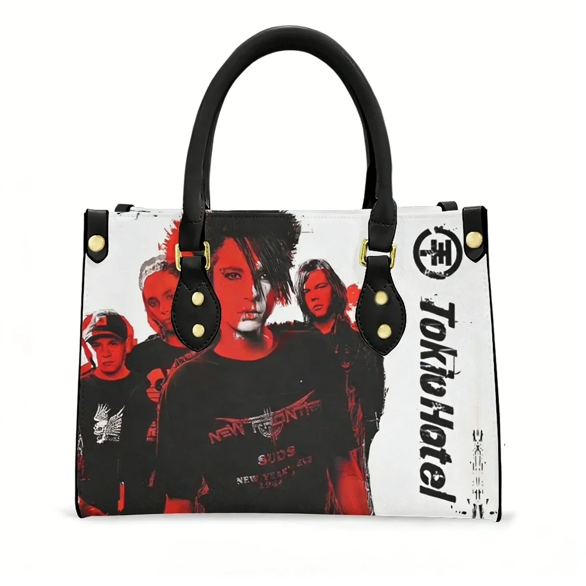 Germany Rock Band Tokio Hotel Tote Bag Purse Womens Mens Personalized Text Image PU Leather Handbag Business Shopping Gift Bags