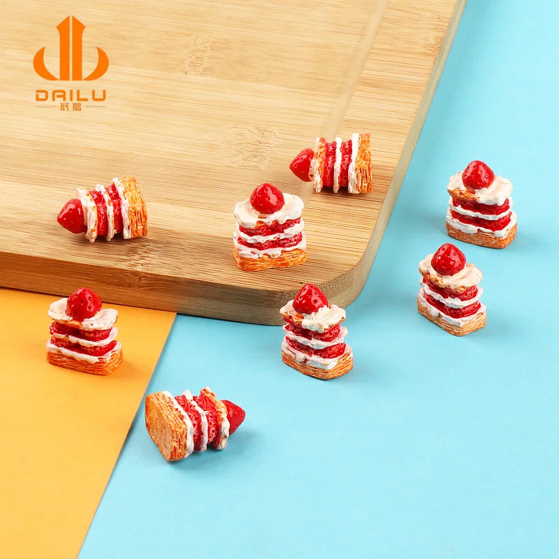 

Three Story Strawberry Cake Milk Doll House Scene Decoration Micro Landscape Food and Play