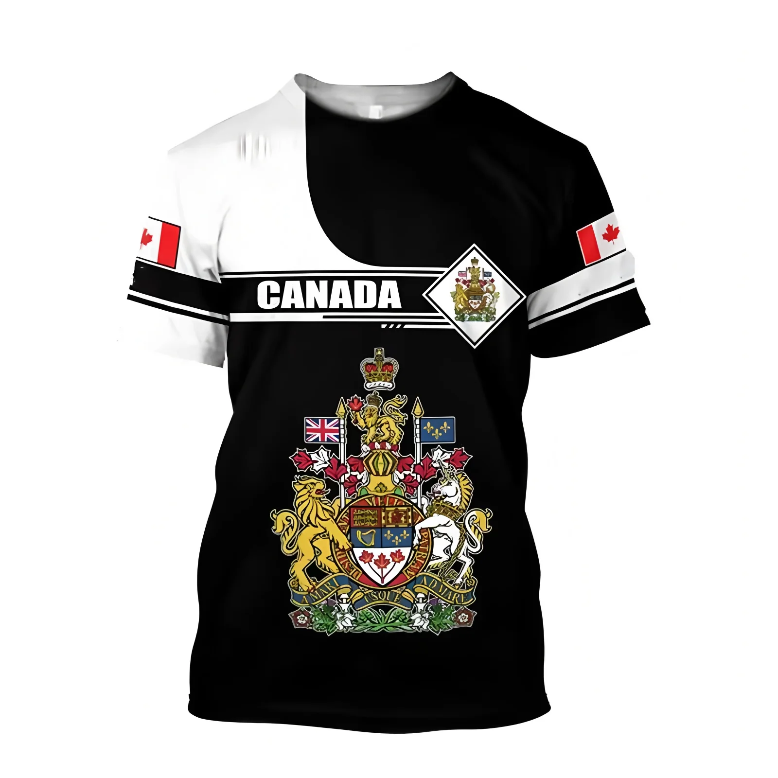 

streetwear mens clothing 3D digital printed arms of canada graphic t shirts round neck short sleeved tees new in tops for men