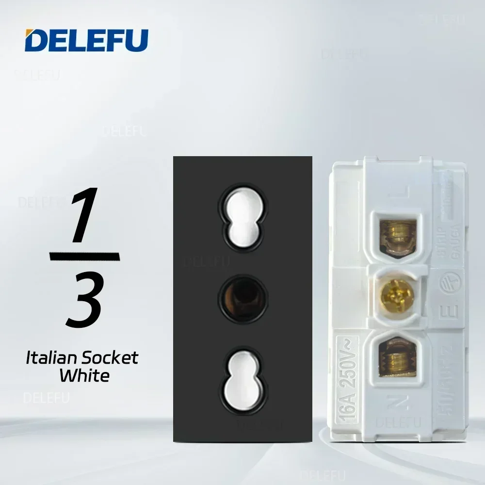 DELEFU Italian, EU, Multi-functional Free Combination USB Type C Wall Socket DIY Black images - 6