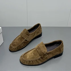Jenny&Dave Minimalist Women's Cowhide Velvet Commuting Leisure Shoes Women Fashion Ladies Slip-On Loafers Women Flat Shoes