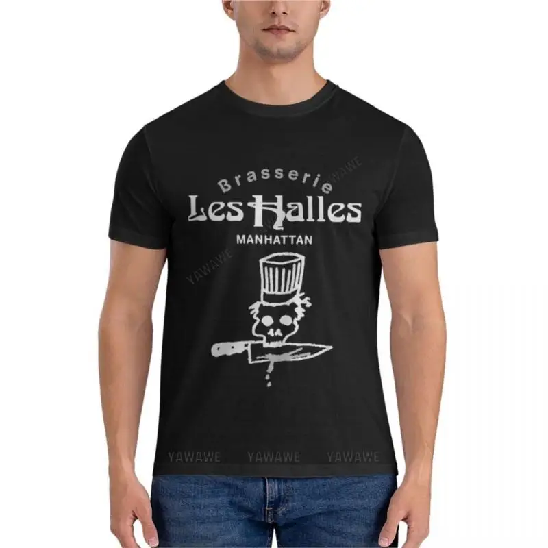 Retro Bourdain Les Halles สติกเกอร์รูปลอกผู้ชายผู้หญิงคลาสสิกเสื้อยืดขนาดใหญ่เสื้อ T สําหรับชาย Heavy น้ําหนัก T เสื้อสําหรับชาย