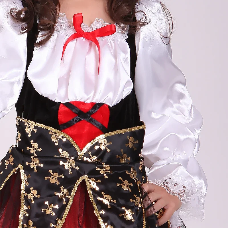 SN55Children's Pirate Captain Role-playing Costume Girl Floral Dress with Hat Birthday Carnival Costume@54WE