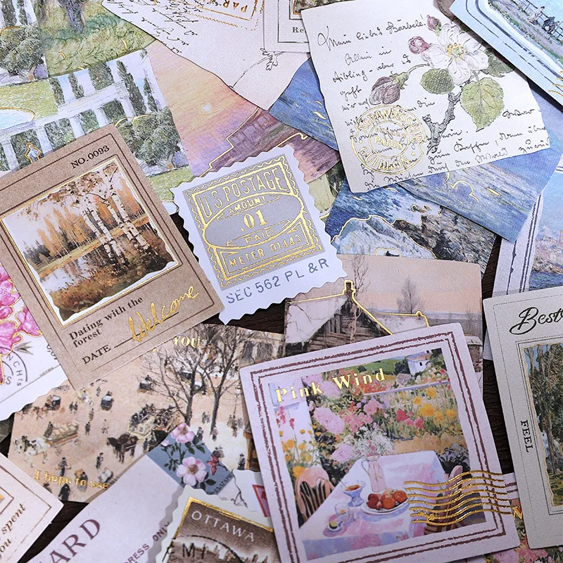 30 قطعة/الحزمة ملصقات ألبوم يوميات مزخرفة على شكل ختم برونزي لمستلزمات المجلات غير المرغوب فيها لسكرابوكينغ