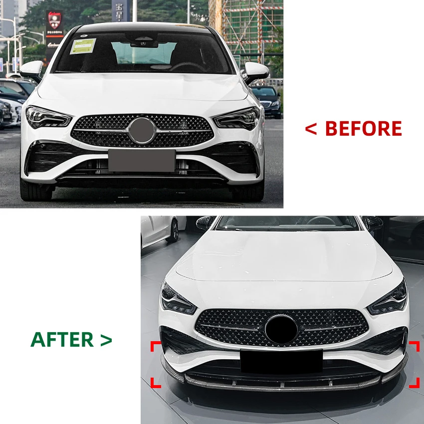 For Mercedes Benz CLA Class C118 X118 AMG 2023 + Front Bumper Lip Splitter Diffuser Body Kits Bumper Guard Protector Accessories