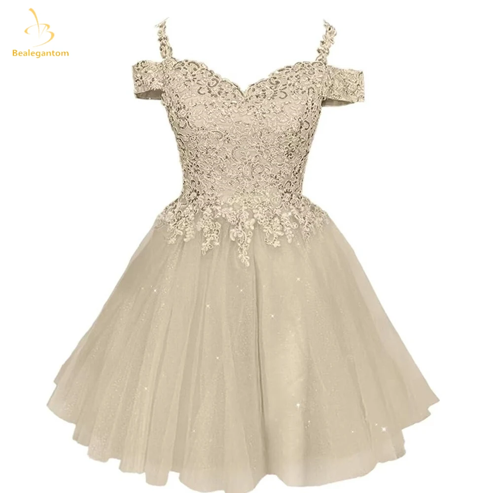 

Bealegantom Sparkly Tulle Short Homecoming Dresses Corset Lace Up Back A Line Mini Graudation Cocktail Prom Party Gown QA249