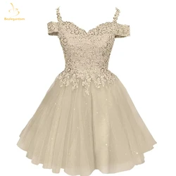 Bealegantom Sparkly Tulle Short Homecoming Dresses Corset Lace Up Back A Line Mini Graudation Cocktail Prom Party Gown QA249