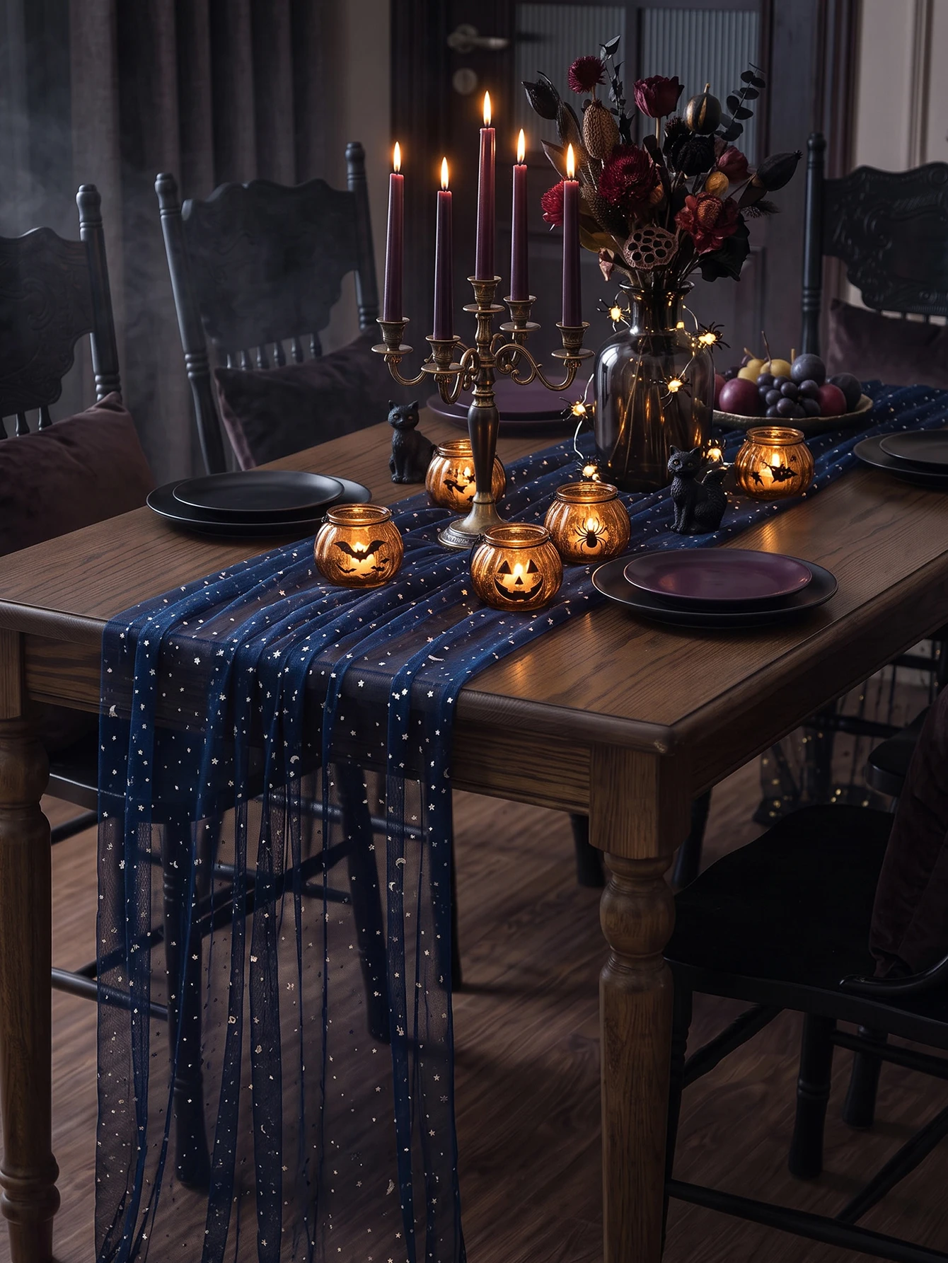 Transparent Mesh Table Flag with Sequin Bohemian Style Tablecloth,Kitchen,Halloween,Baby Party,Wedding Dessert Table Decoration