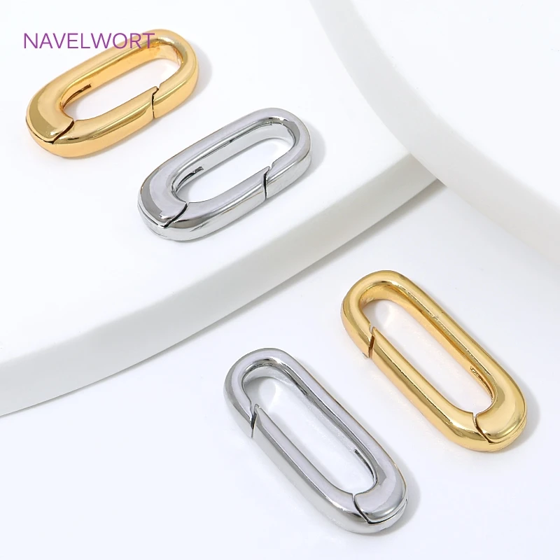1/2/4Pcs 18K Gold Plated Oval Spring Clasp For Jewelry,Carabiner Necklace Clasps Closures Connector,DIY Bracelet Making Finding view 5