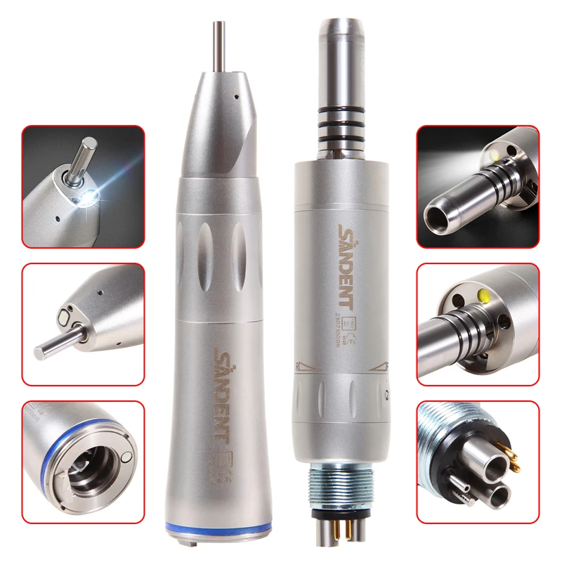 

Dental LED Fiber Optic Straight Nose Cone Inner Low Speed Handpiece / 6H Air Motor Fit NSK