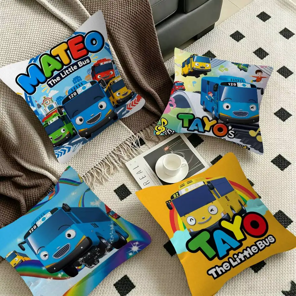 Tayo The L-little Bus Child Wool   Trendy-style decorative throw pillow cover insert not included fauxembroidery design