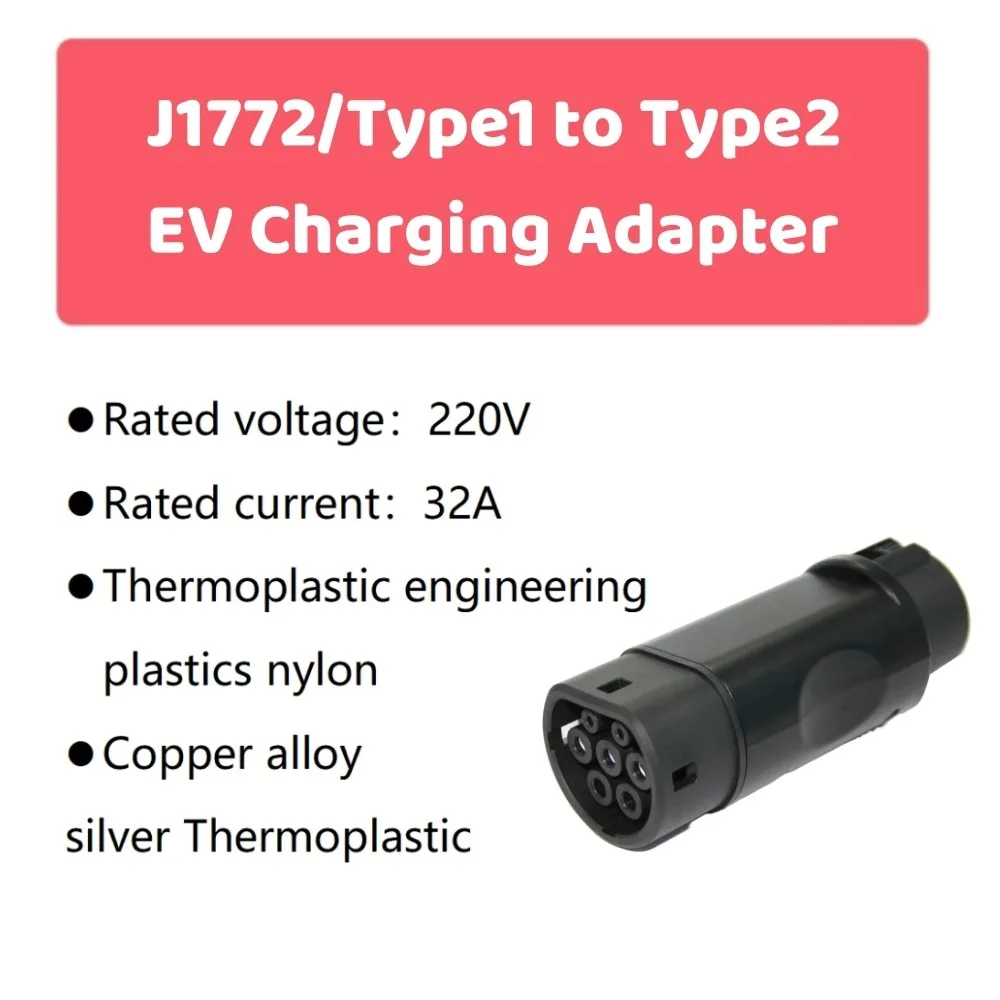 32A 7KW Type 1 SAE J1772 To Type 2 Ev Charging Pile Adapter Charging Cable Socket