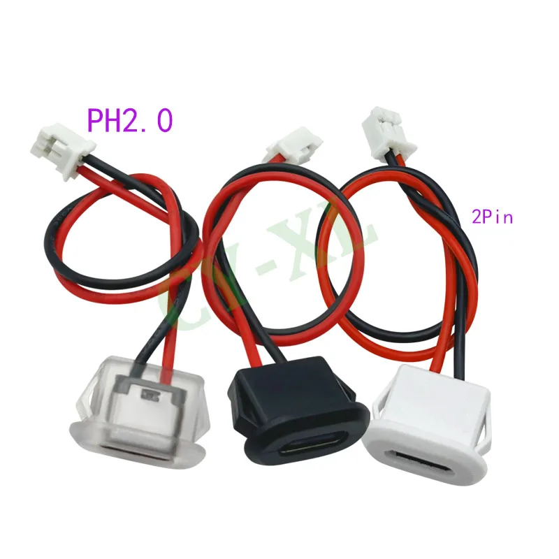 

5/10 pieces of USB-C connectors, 2pin to 4P buckle, PH2.0 charging interface female head, replacement of C-type power port parts