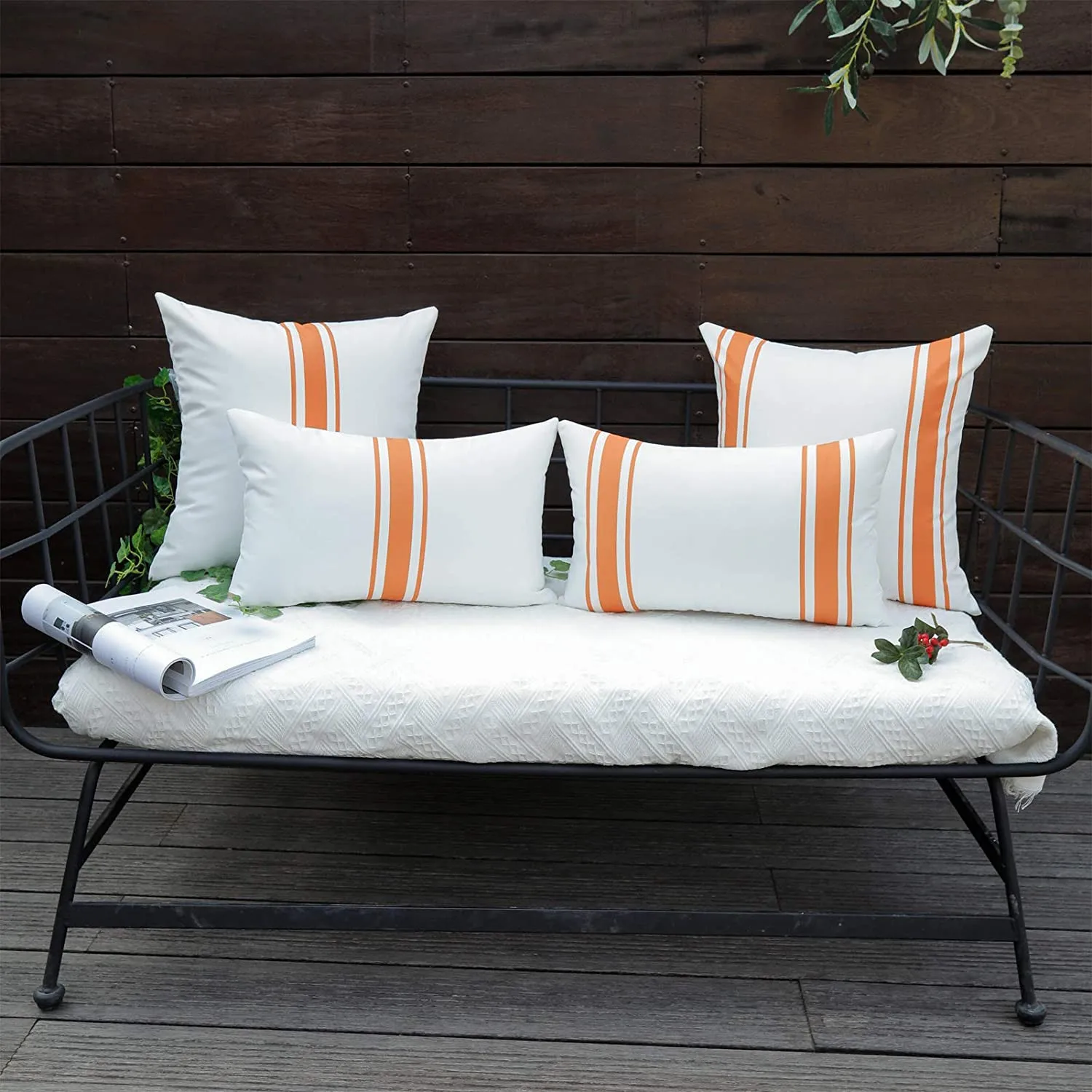 2-Piece Outdoor Waterproof Pillowcase 30x50/45X45cm Sstriped Printed Beach Garden Cushion Cover For Home Decoration