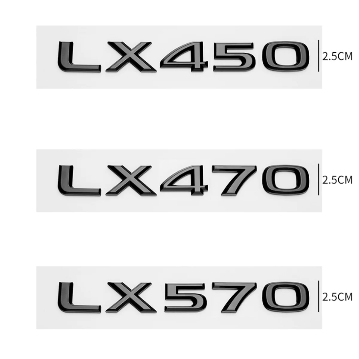 3D Chrome Glossy Black ABS LX450 LX470 LX570  Emblem for LEXUS Car Trunk Trunk Rear Logo Sticker