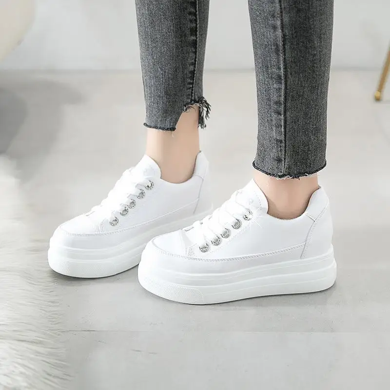 Women's Shoes Platform Increas Height Autumn Female Footwear Round Toe Modis Casual Sneaker Clogs Fall New Dress 2024 Cross Summ