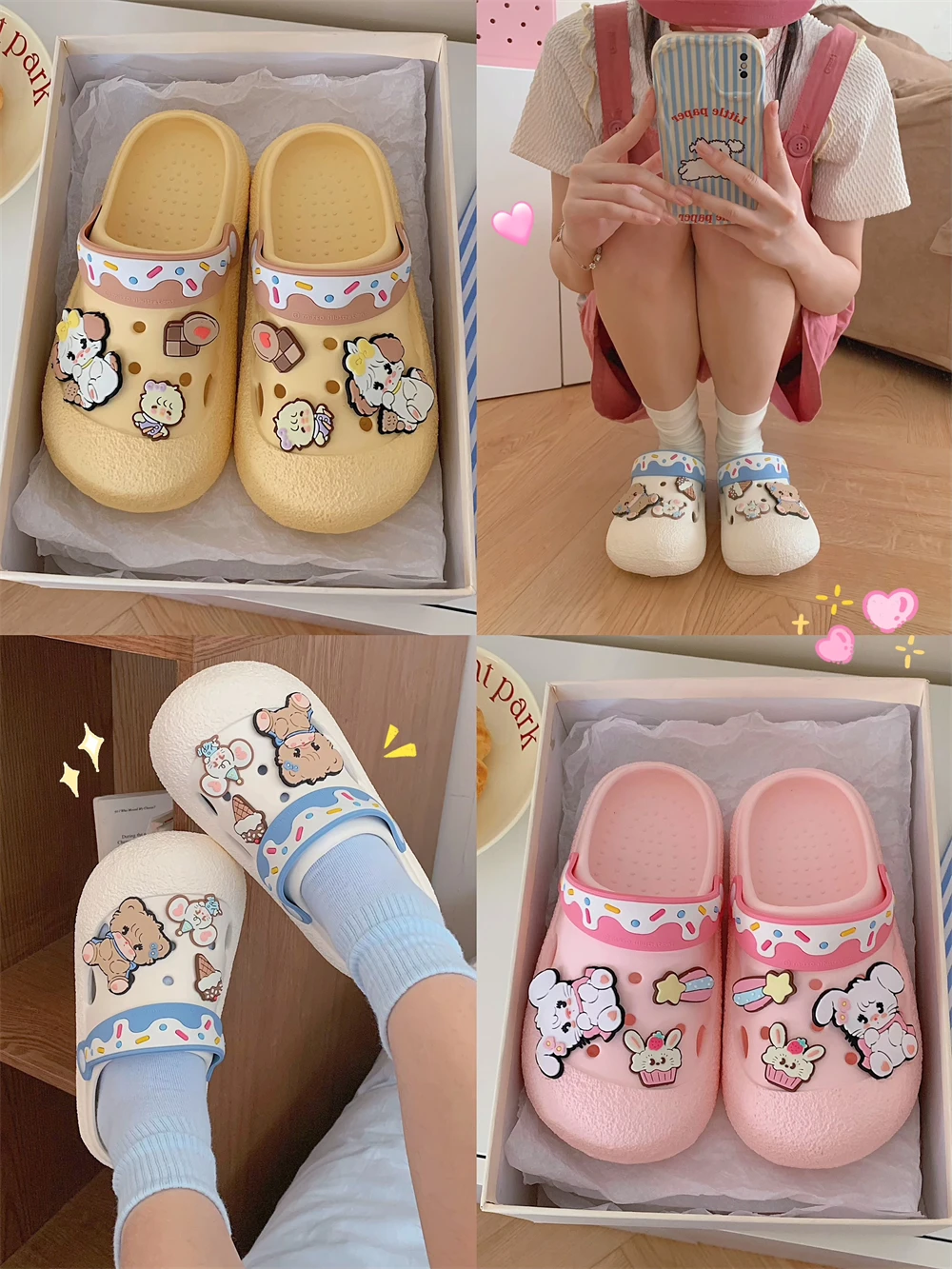 

Mikko Collaborative Cute Dog Hole Shoe Summer EVA Anti-slip Parent-Child Heart Cool Sandal Thin Strip Cartoon Animation Pattern