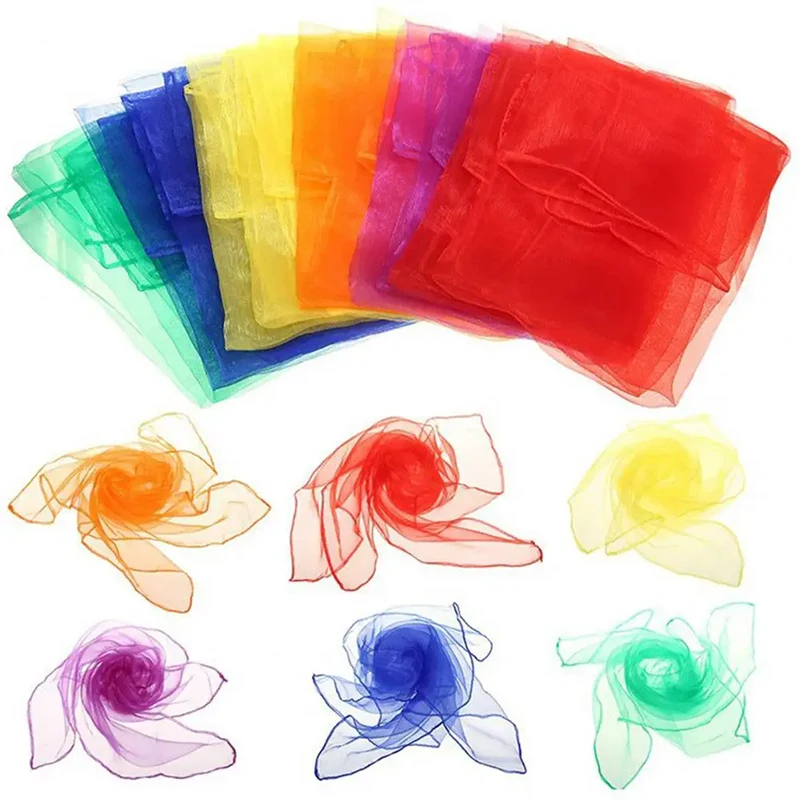 Sechsfarbiger Seidenschal, 60 cm, Chiffon-Material, einfarbig, Bühnenaufführung, Kostümzubehör, Unterhaltung, Requisiten, Schal, Schal TMZ