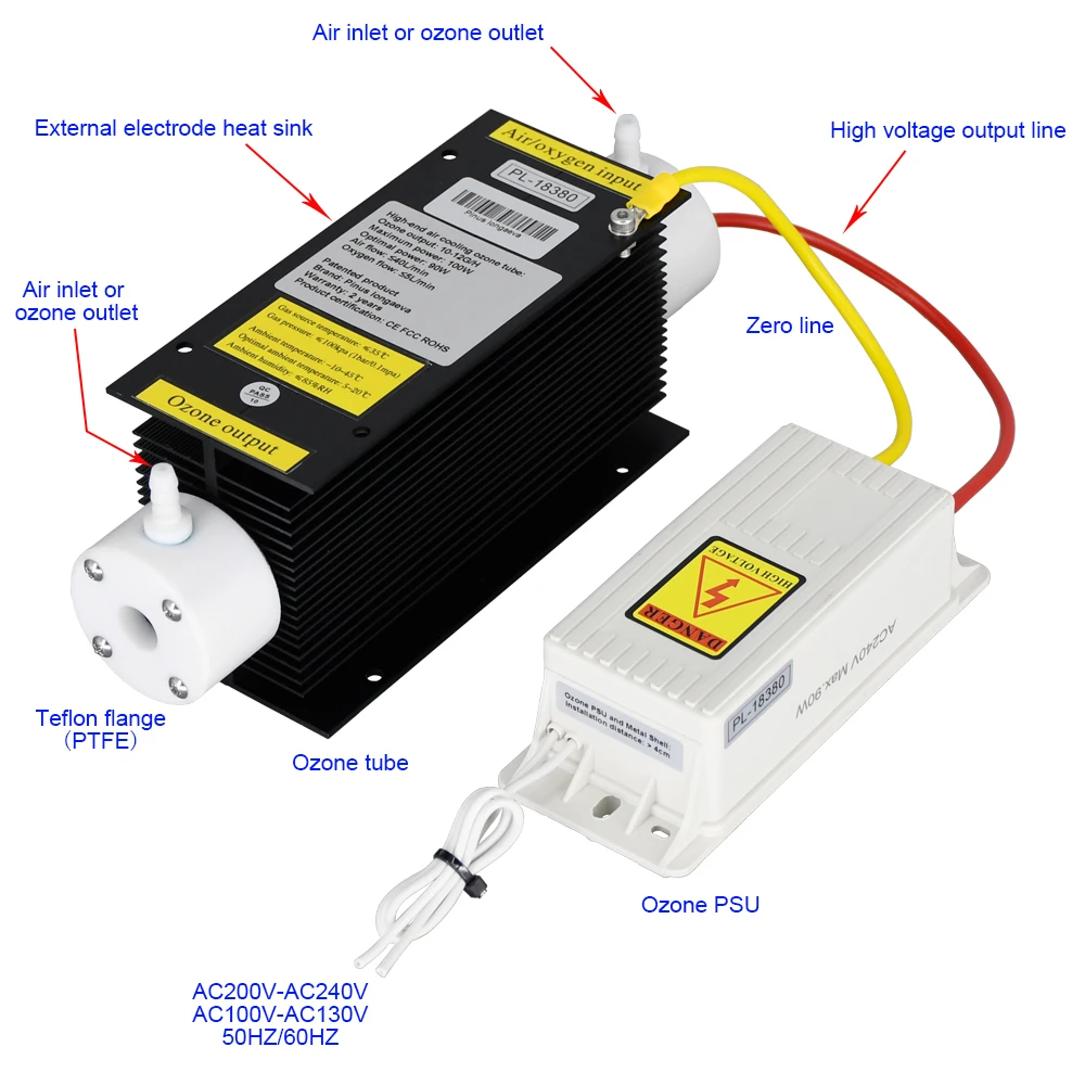 CE FCC ROHS Patented product 10G/H 10grams adjustable ozone generator kit 100W ozone PSU and 10g ozone tube Warranty 2 years