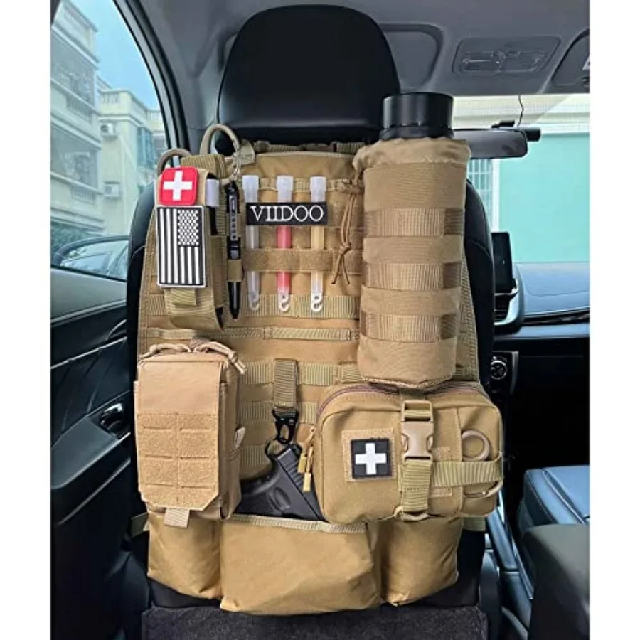 

Upgrade 1000D Molle Seat Back Organizer with Pouches, Tactical Molle Vehicle Panel Car Seat Cover Protector Seat Back Organizer
