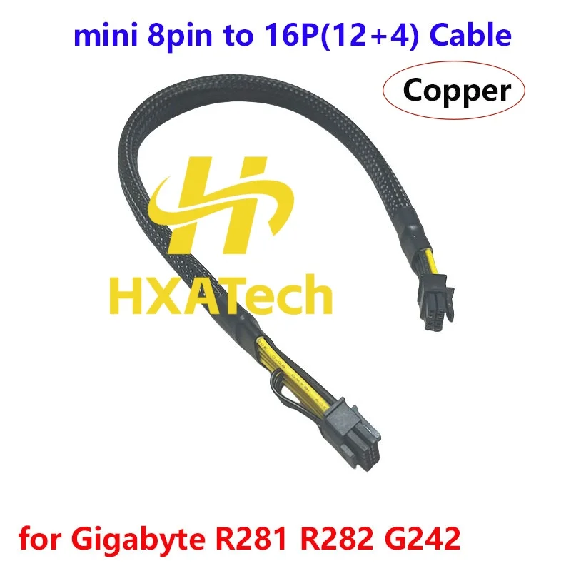 HXATech - High Quality Mini 8pin to 16p 12+4 PCI Express Graphic Card Power Cable for Gigabyte R281 R282 G242 and GPU 4090 H100