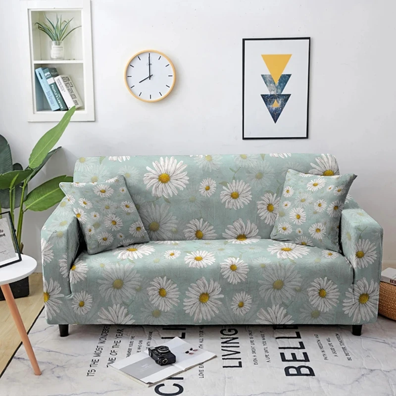 Pure Lily Flower Printed Sofa Cover Household Living Room Full Package Elastic Dust Cover Decorative Combination Sofa Universal