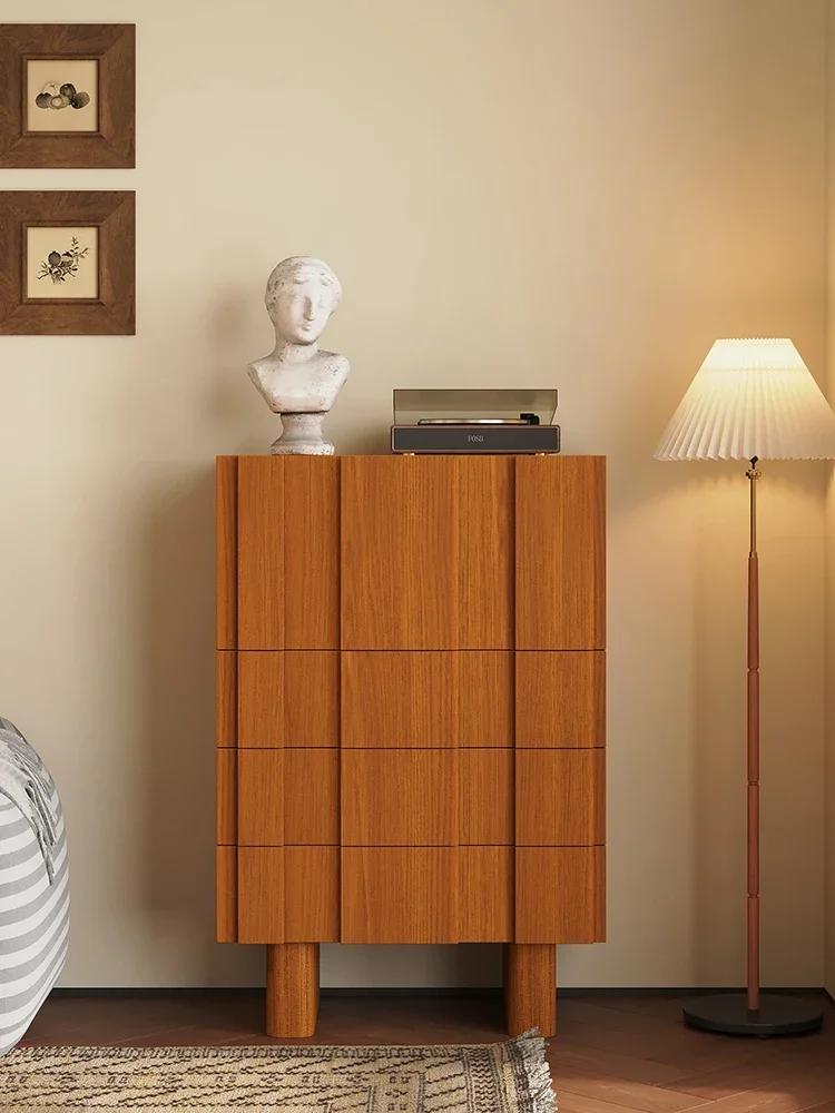 

5ld14 Medieval solid wood veneer edge cabinet French retro teak veneer living room bedroom storage decorative cabinet