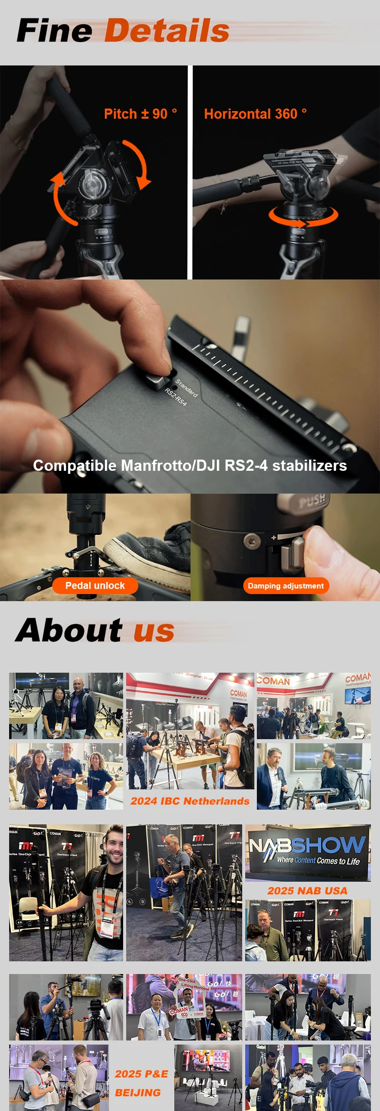 COMAN M1 PRO V5 4-Abschnitte One Click Lifting Carbon Fiber Einbeinstativ mit Schnellverschluss-Fußverschluss für DSLR-Kamera-Reisestativ – Detail 7