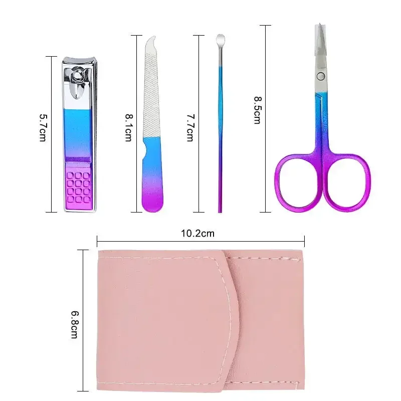 

4Pcs Foldable Nail Clippers & Trimmers Set Stainless Steel Clippers Ear Picking Spoon Multifunctional Nail Tech Supplies