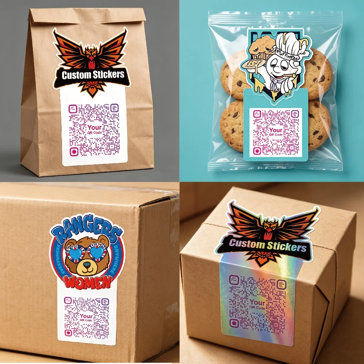 Custom Qr Code Logo Personalized Die-Cut Stickers - Packaging Stickers, Custom Holographic Vertical Qr Code Stickers, Personalized Sticker Decals with Text, Name, Photo, Qr Code Stickers